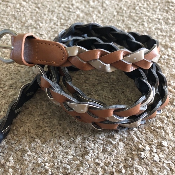 Brown & tan polka dot braided thin belt in size 16 - Picture 1 of 3